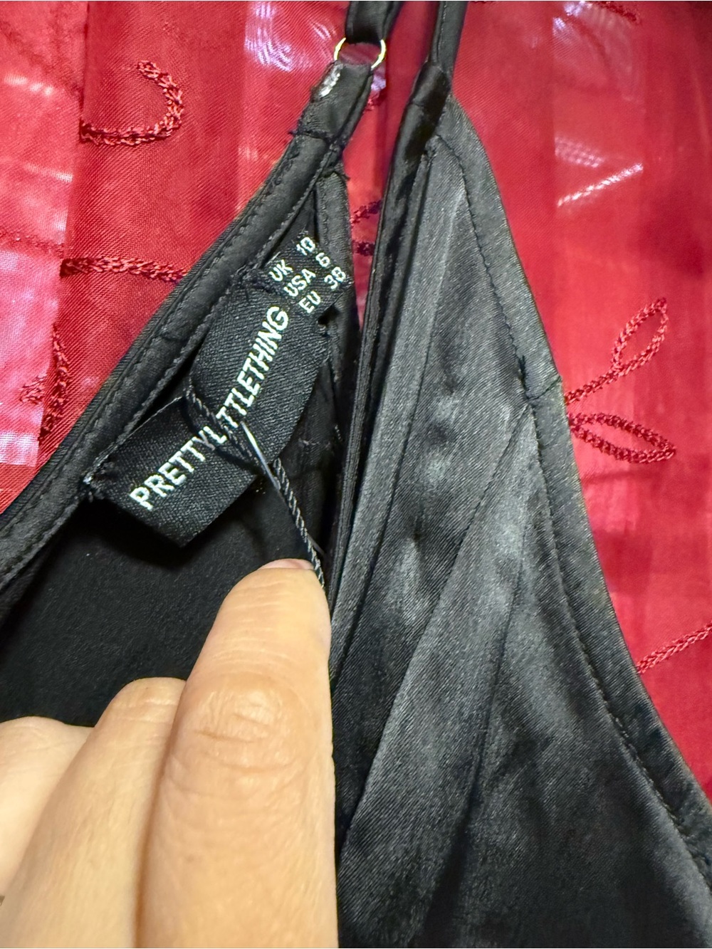 PrettyLittleThing Black Satin Spaghetti-Strap Jumpsuit - Picture 3 of 13